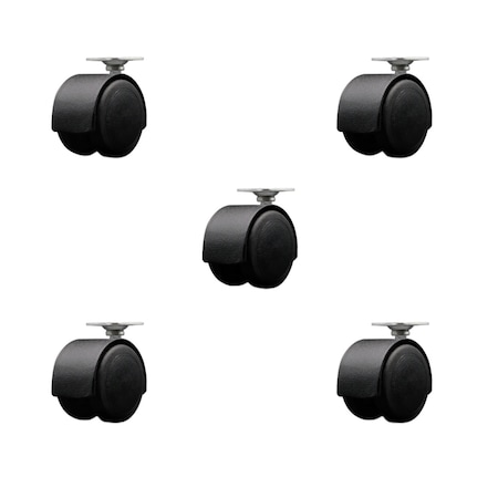 Service Caster 2'' Floor Safe Black Hooded Twin Wheel Caster Top Plate, 5PK SCC-TP02S50D-NYU-FB-5